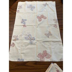 Burlington cream standard pillowcases with blue pink butterflies